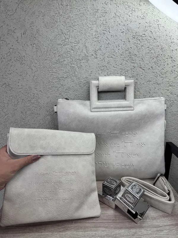 סט תיקים טלית תפילין דגם " עמית " אפור